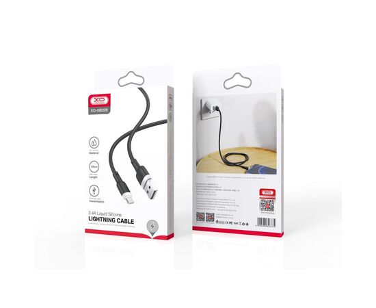 Дата кабель USB 2.0 AM to Lightning 1.0m 2.1A silicone black XO (NB208-L-1-BK), изображение 3 Дата кабель USB 2.0 AM to Lightning 1.0m 2.1A silicone black XO (NB208-L-1-BK), изображение 3