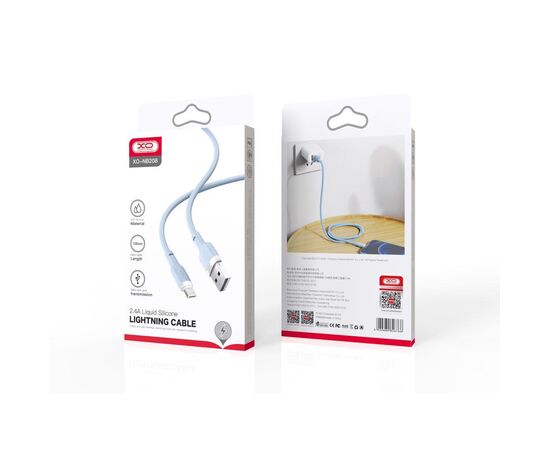 Дата кабель USB 2.0 AM to Lightning 1.0m 2.1A silicone blue XO (NB208-L-1-BL), изображение 3 Дата кабель USB 2.0 AM to Lightning 1.0m 2.1A silicone blue XO (NB208-L-1-BL), изображение 3
