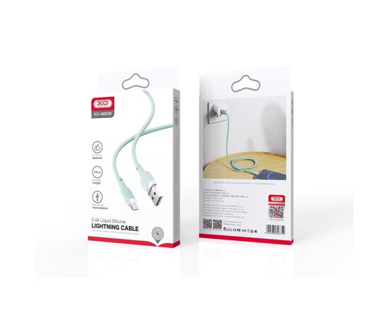 Дата кабель USB 2.0 AM to Lightning 1.0m 2.1A silicone green XO (NB208-L-1-GR), изображение 3 Дата кабель USB 2.0 AM to Lightning 1.0m 2.1A silicone green XO (NB208-L-1-GR), изображение 3