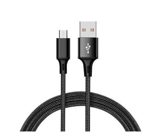 Дата кабель USB 2.0 AM to Micro 5P 2.0m 1.5A braided black XO (NB143-M2-BK)