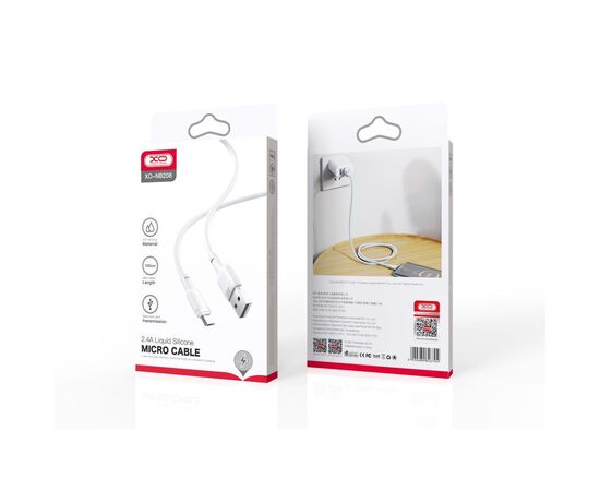 Дата кабель USB 2.0 AM to Micro 5P 1.0m 2.1A silicone white XO (NB208-M-WH), изображение 2 Дата кабель USB 2.0 AM to Micro 5P 1.0m 2.1A silicone white XO (NB208-M-WH), изображение 2