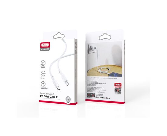 Дата кабель USB 2.0 AM to USB-C 1.0m 2.1A white XO (XO-NB-208-TC-1-WH), изображение 3 Дата кабель USB 2.0 AM to USB-C 1.0m 2.1A white XO (XO-NB-208-TC-1-WH), изображение 3