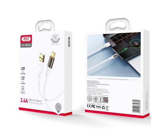 Дата кабель USB 2.0 AM to USB-C 1.0m 2.4A white XO (XO-NB229-TC-1-WH), изображение 3 Дата кабель USB 2.0 AM to USB-C 1.0m 2.4A white XO (XO-NB229-TC-1-WH), изображение 3