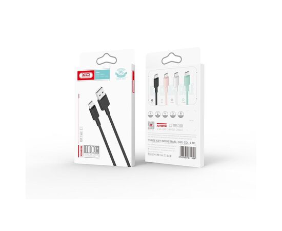 Дата кабель USB 2.0 AM to USB-C 1.0m 2.4A black XO (NB156-TC-1-BK), изображение 2 Дата кабель USB 2.0 AM to USB-C 1.0m 2.4A black XO (NB156-TC-1-BK), изображение 2