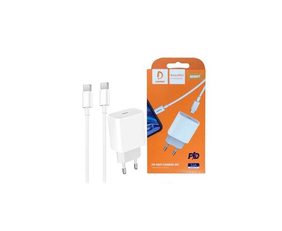 Зарядний пристрій Denmen USB-C PD20W 3.6A + cable USB-C to USB-C white (DM-DC06T-WH), зображення 2 Зарядний пристрій Denmen USB-C PD20W 3.6A + cable USB-C to USB-C white (DM-DC06T-WH), зображення 2