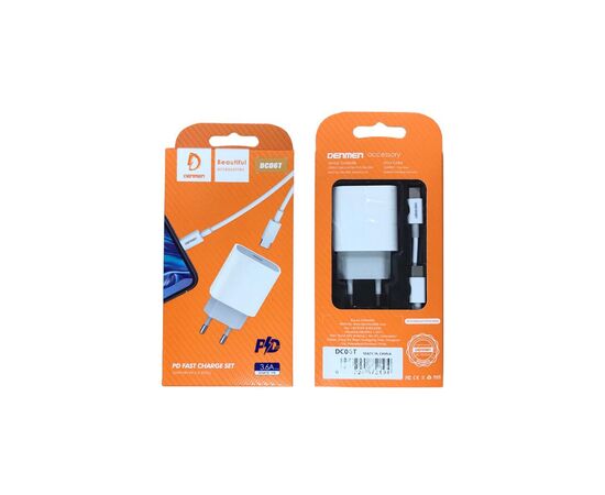 Зарядний пристрій Denmen USB-C PD20W 3.6A + cable USB-C to USB-C white (DM-DC06T-WH), зображення 5 Зарядний пристрій Denmen USB-C PD20W 3.6A + cable USB-C to USB-C white (DM-DC06T-WH), зображення 5