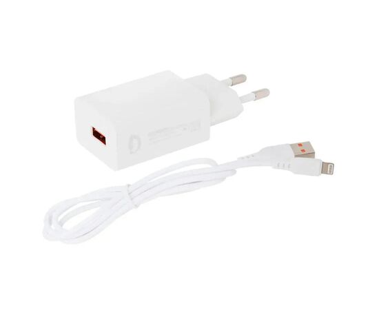 Зарядний пристрій Denmen 1xUSB 2.4A + cable USB to Lightning white (DC01L-WH), зображення 4 Зарядний пристрій Denmen 1xUSB 2.4A + cable USB to Lightning white (DC01L-WH), зображення 4