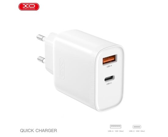 Зарядний пристрій XO 1xUSB-C PD30W + 1xUSB QC3.0 (XO-QC16), зображення 5 Зарядний пристрій XO 1xUSB-C PD30W + 1xUSB QC3.0 (XO-QC16), зображення 5