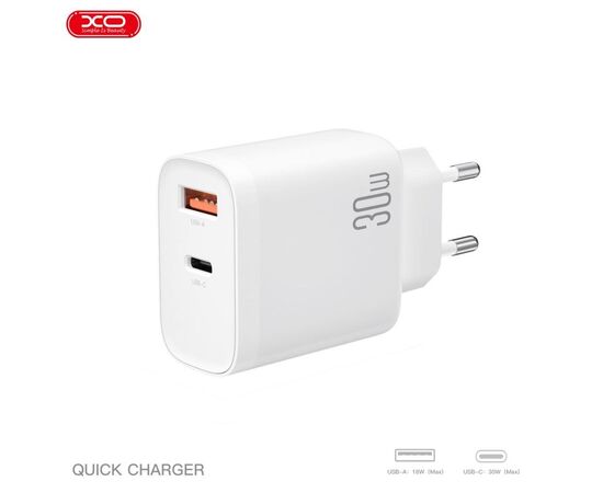 Зарядний пристрій XO 1xUSB-C PD30W + 1xUSB QC3.0 (XO-QC16), зображення 6 Зарядний пристрій XO 1xUSB-C PD30W + 1xUSB QC3.0 (XO-QC16), зображення 6