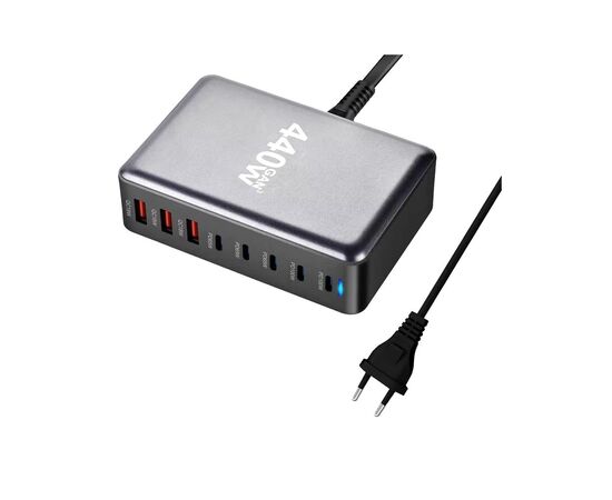 Зарядное устройство XoKo 2xUSB-С PD100W + 3xUSB-С PD65W + 3xUSB QC18W 440W GaN (QC-400), изображение 2