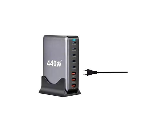 Зарядное устройство XoKo 2xUSB-С PD100W + 3xUSB-С PD65W + 3xUSB QC18W 440W GaN (QC-400), изображение 4