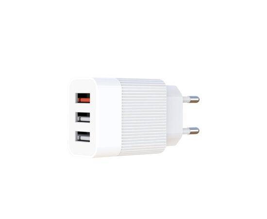 Зарядний пристрій XO 1xUSB QC3.0 18W + 2xUSB 2.4A + cable USB-C white (L72-TC-WH), зображення 3 Зарядний пристрій XO 1xUSB QC3.0 18W + 2xUSB 2.4A + cable USB-C white (L72-TC-WH), зображення 3