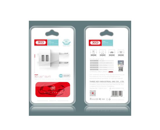 Зарядний пристрій XO 2xUSB 2.4A + cable USB to Micro 5P white (L62-M-WH), зображення 4 Зарядний пристрій XO 2xUSB 2.4A + cable USB to Micro 5P white (L62-M-WH), зображення 4