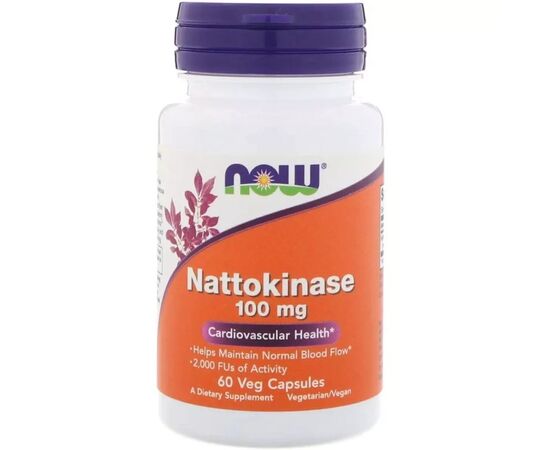 Витаминно-минеральный комплекс Now Foods Наттокиназа, 100 мг, Nattokinase, 60 вегетарианских капсул (NF3140)