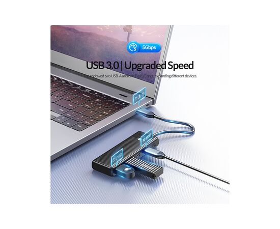 Концентратор Orico USB-C to 2xUSB-C + 2xUSB3.0 (CA914210), изображение 2 Концентратор Orico USB-C to 2xUSB-C + 2xUSB3.0 (CA914210), изображение 2