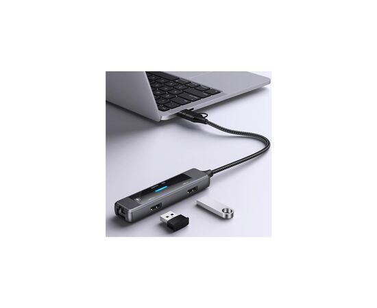 Концентратор XoKo USB-C 5-in-1 USB 3.0 + USB 2.0 + SD/TF + RJ45 100Mbps silver (XK-AC-350), изображение 3 Концентратор XoKo USB-C 5-in-1 USB 3.0 + USB 2.0 + SD/TF + RJ45 100Mbps silver (XK-AC-350), изображение 3