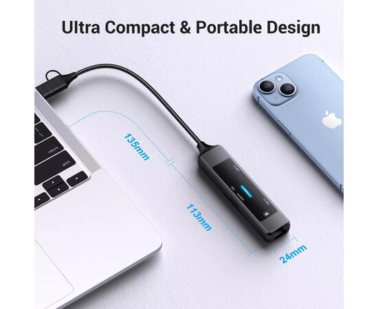 Концентратор XoKo USB-C 5-in-1 USB 3.0 + USB 2.0 + SD/TF + RJ45 100Mbps silver (XK-AC-350), изображение 5 Концентратор XoKo USB-C 5-in-1 USB 3.0 + USB 2.0 + SD/TF + RJ45 100Mbps silver (XK-AC-350), изображение 5