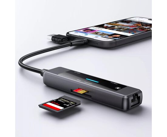 Концентратор XoKo USB-C 5-in-1 USB 3.0 + USB 2.0 + SD/TF + RJ45 100Mbps silver (XK-AC-350), изображение 7 Концентратор XoKo USB-C 5-in-1 USB 3.0 + USB 2.0 + SD/TF + RJ45 100Mbps silver (XK-AC-350), изображение 7