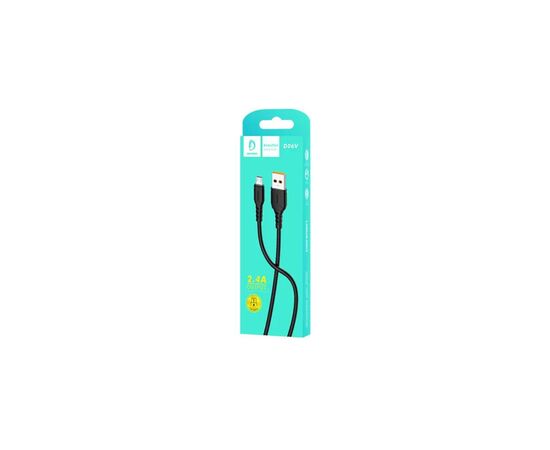 Дата кабель USB 2.0 AM to Micro 5P 1.0m 2.4A silicone black Denmen (D06V-BK), изображение 2 Дата кабель USB 2.0 AM to Micro 5P 1.0m 2.4A silicone black Denmen (D06V-BK), изображение 2