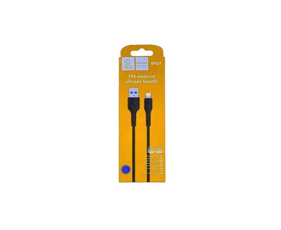 Дата кабель USB 2.0 AM to Lightning 1.0m 2.4A silicone black Denmen (DM-D42L-BK), изображение 3 Дата кабель USB 2.0 AM to Lightning 1.0m 2.4A silicone black Denmen (DM-D42L-BK), изображение 3