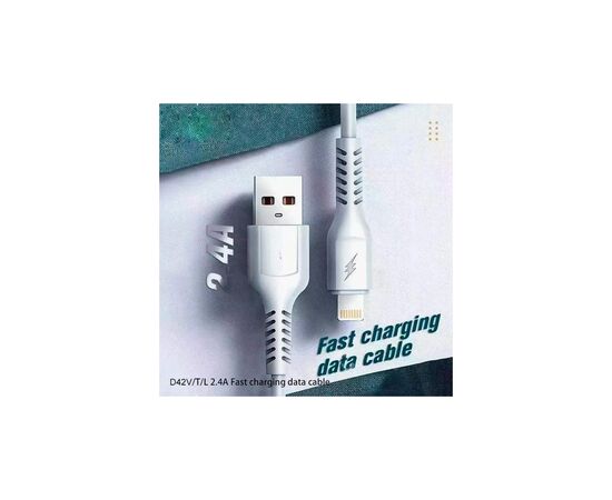 Дата кабель USB 2.0 AM to Lightning 1.0m 2.4A silicone white Denmen (DM-D42L-WH), зображення 3 Дата кабель USB 2.0 AM to Lightning 1.0m 2.4A silicone white Denmen (DM-D42L-WH), зображення 3