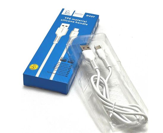 Дата кабель USB 2.0 AM to USB-C 1.0m 2.4A silicone white Denmen (DM-D42T-WH), зображення 3 Дата кабель USB 2.0 AM to USB-C 1.0m 2.4A silicone white Denmen (DM-D42T-WH), зображення 3
