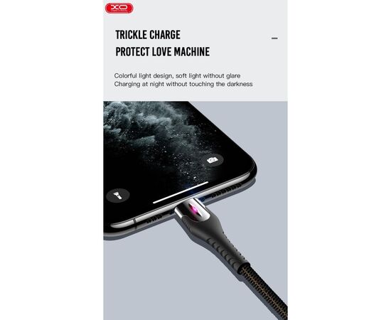 Дата кабель USB 2.0 AM to Lightning 1.0m 2A zinc alloy black XO (NB138-L-1-BK), изображение 4
