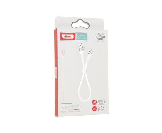 Дата кабель USB 2.0 AM to Lightning 0.25m 2.4A white XO (XO-NB179-BK), изображение 2
