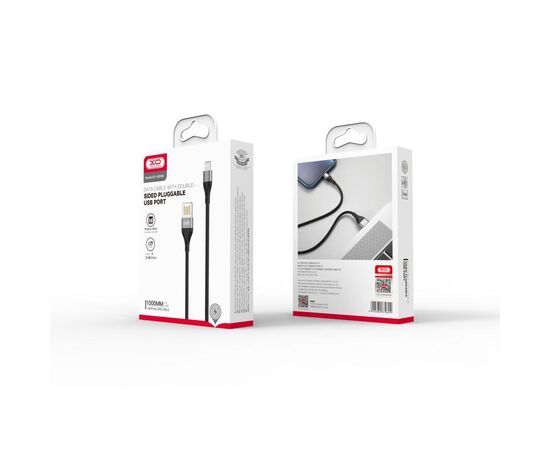 Дата кабель USB 2.0 AM to Lightning 1.0m 2.4A double-side grey XO (NB188-L-1-GR), изображение 5