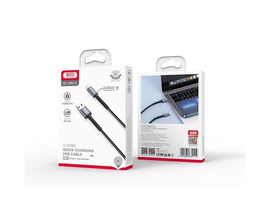Дата кабель USB 2.0 AM to Lightning 1.0m 2.4A black XO (NB215-L-1-BK), зображення 3