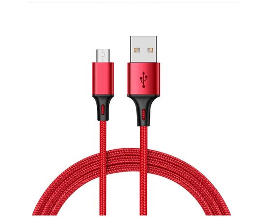 Дата кабель USB 2.0 AM to Micro 5P 1.0m 2.4A braided red XO (NB143-M1-RD)