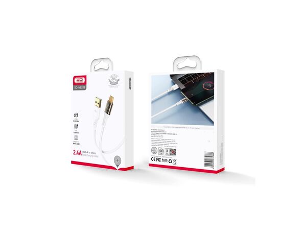 Дата кабель USB 2.0 AM to Micro 5P 1.0m 2.4A white XO (NB229-M-1-WH), изображение 4 Дата кабель USB 2.0 AM to Micro 5P 1.0m 2.4A white XO (NB229-M-1-WH), изображение 4