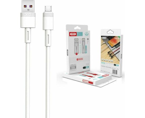 Дата кабель USB 2.0 AM to Micro 5P 1.0m 5A white XO (NB166-M-1-WH), изображение 2