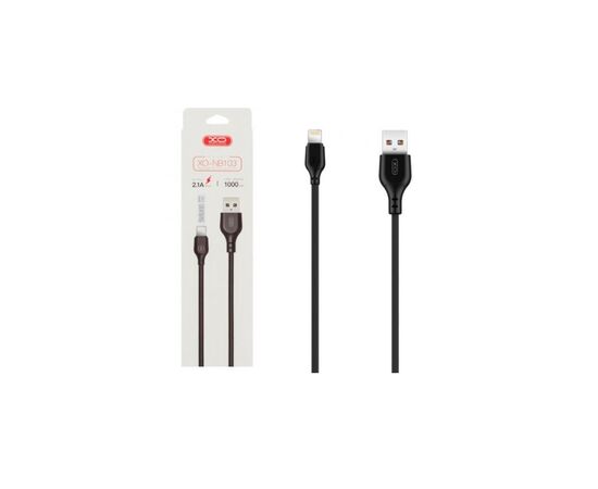 Дата кабель USB 2.0 AM to Lightning 1.0m 2.1A black XO (XO-NB-103-L-1-BK), изображение 2 Дата кабель USB 2.0 AM to Lightning 1.0m 2.1A black XO (XO-NB-103-L-1-BK), изображение 2