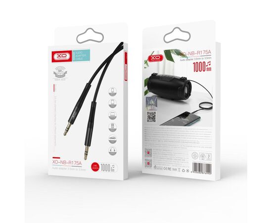 Кабель мультимедійний 3.5mm M to 3.5mm M 1.0m black XO (NBR175A-BK), зображення 3 Кабель мультимедійний 3.5mm M to 3.5mm M 1.0m black XO (NBR175A-BK), зображення 3