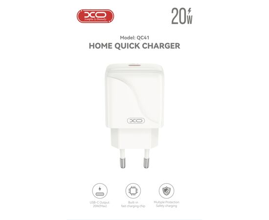 Зарядний пристрій XO USB-C PD20W (XO-QC41), зображення 6 Зарядний пристрій XO USB-C PD20W (XO-QC41), зображення 6