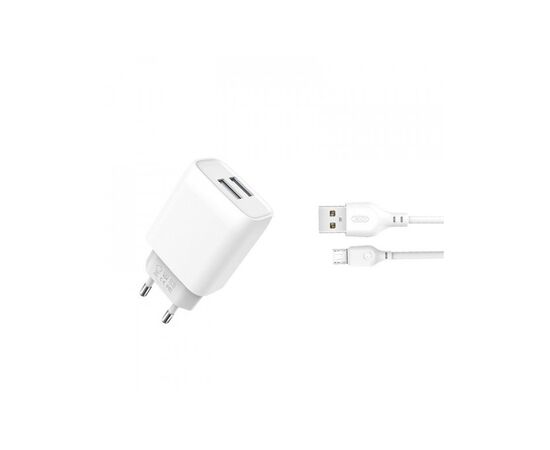 Зарядний пристрій XO 2xUSB 2.4A + cable USB to Micro 5P white (L57-M-WH)