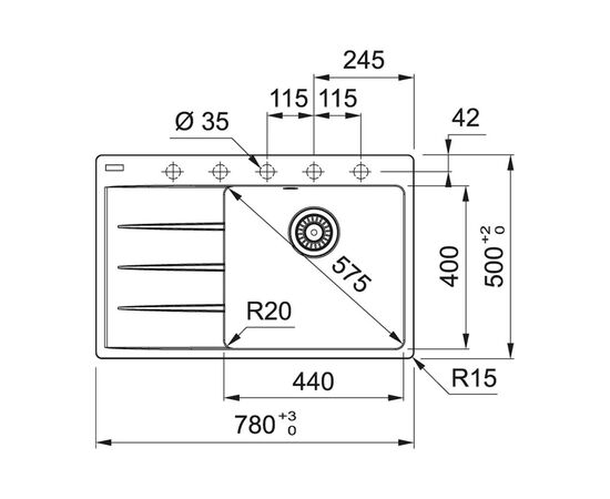 Мойка кухонная Franke 114.0630.465, изображение 2 Мойка кухонная Franke 114.0630.465, изображение 2