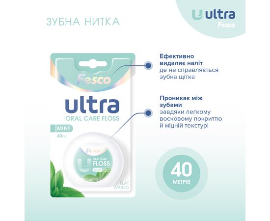 Зубная нить Fesco Ultra Oral Care Floss Mint 40 м (4820204702427), изображение 3