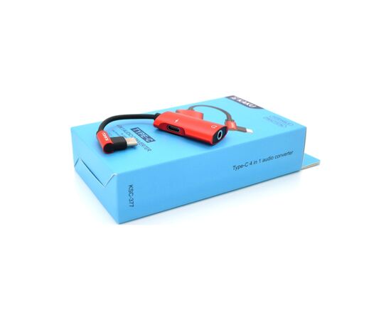 Переходник USB-C 4-in-1 Audio Adapter USB-C + 3.5mm red iKAKU (KSC-377-TC-R)