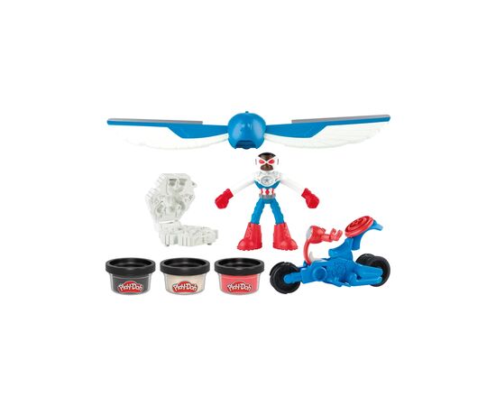 Набор для творчества Hasbro Play-Doh Marvel Капітан Америка з мотоциклом (G0555), изображение 2 Набор для творчества Hasbro Play-Doh Marvel Капітан Америка з мотоциклом (G0555), изображение 2