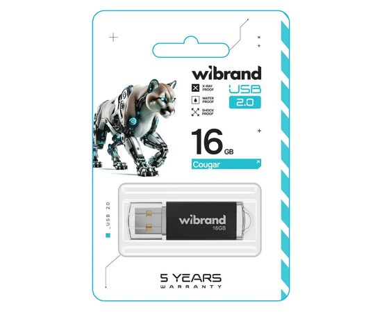 USB флеш накопитель Wibrand 16GB Cougar Black USB 2.0 (NL2.0/16P1B), изображение 2 USB флеш накопитель Wibrand 16GB Cougar Black USB 2.0 (NL2.0/16P1B), изображение 2