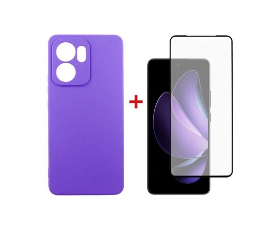 Чехол для мобильного телефона Dengos Oppo Reno13 F Case Carbon + Glass (Purple) (DG-KM-151)