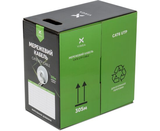 Кабель мережевий Vinga UTP Cat6 CCA 4 pairs 305 m outdoor (VCDCU6CA305OU)