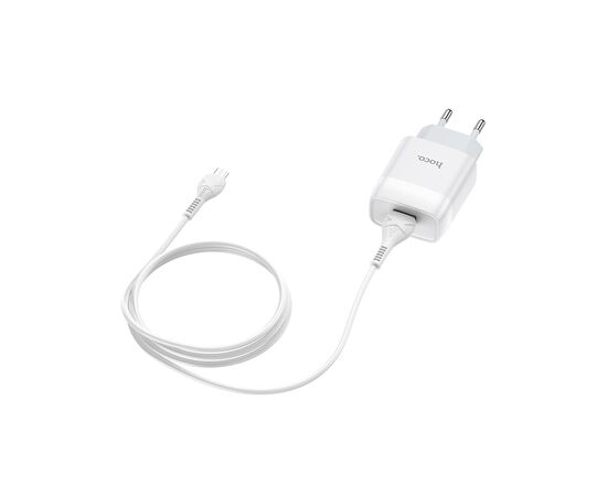 Зарядное устройство HOCO C72A USB + cable USB to USB-C 10.5W White (Hoco C72AW/Tc), изображение 2 Зарядное устройство HOCO C72A USB + cable USB to USB-C 10.5W White (Hoco C72AW/Tc), изображение 2