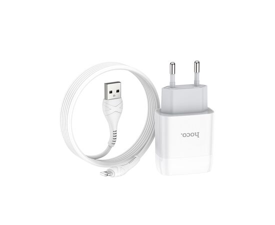 Зарядное устройство HOCO C72A USB + cable USB to USB-C 10.5W White (Hoco C72AW/Tc), изображение 3 Зарядное устройство HOCO C72A USB + cable USB to USB-C 10.5W White (Hoco C72AW/Tc), изображение 3
