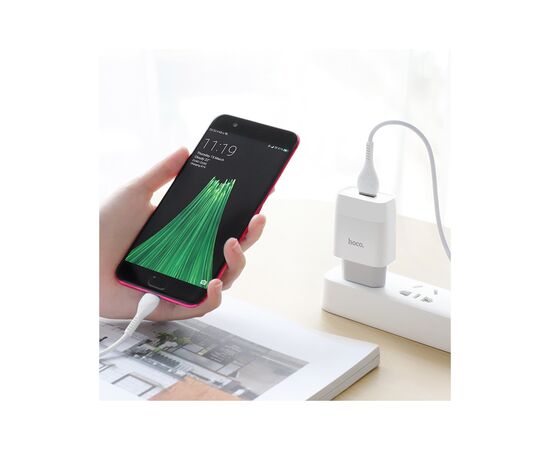 Зарядное устройство HOCO C72A USB + cable USB to USB-C 10.5W White (Hoco C72AW/Tc), изображение 5 Зарядное устройство HOCO C72A USB + cable USB to USB-C 10.5W White (Hoco C72AW/Tc), изображение 5