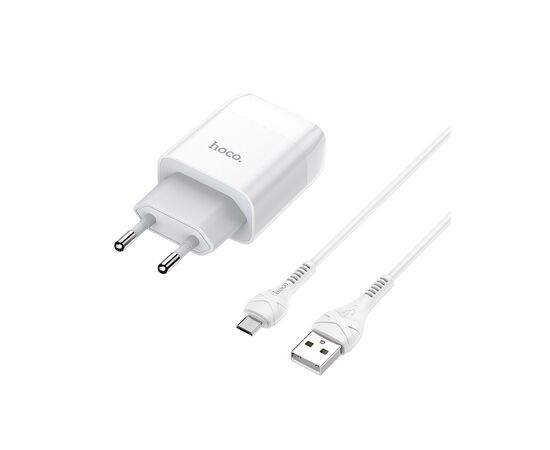 Зарядний пристрій HOCO C72A USB + cable USB to USB-C 10.5W White (Hoco C72AW/Tc)