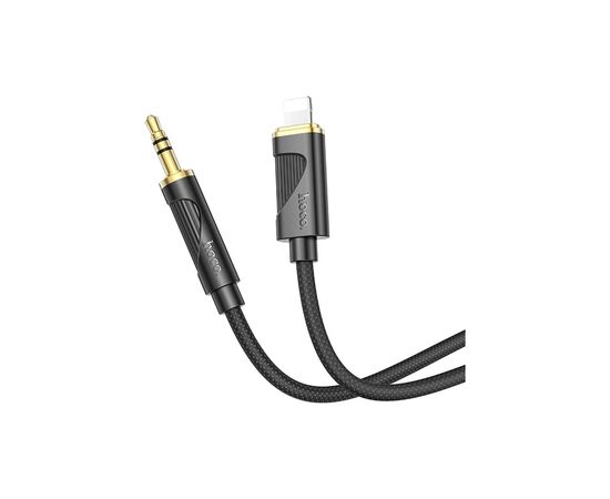Кабель мультимедийный Lightning to 3.5mm M 1.0m silicone black HOCO (6942007625494)