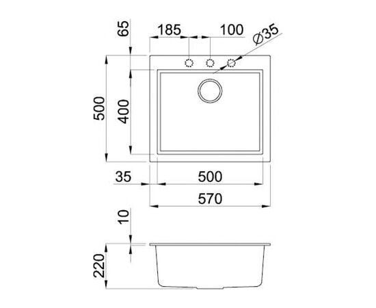 Мойка кухонная Elleci Q 105 on top black k86, изображение 2 Мойка кухонная Elleci Q 105 on top black k86, изображение 2